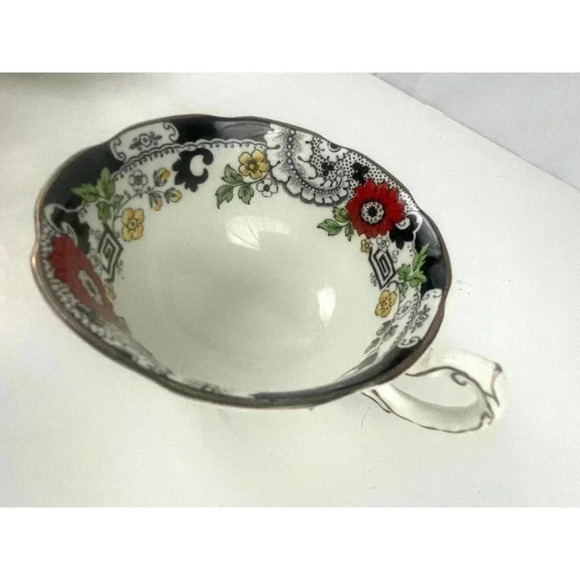 VTG Set of 7 Swansea Tea Cups Floral Pattern Bone China Canton Gold Trim - Picture 10 of 14